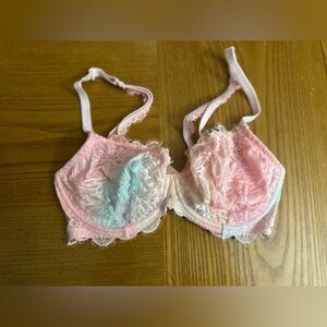 NEW Victorias Secret PINK Unlined Underwire Lacy Bra 34DD Cotton Candy Color